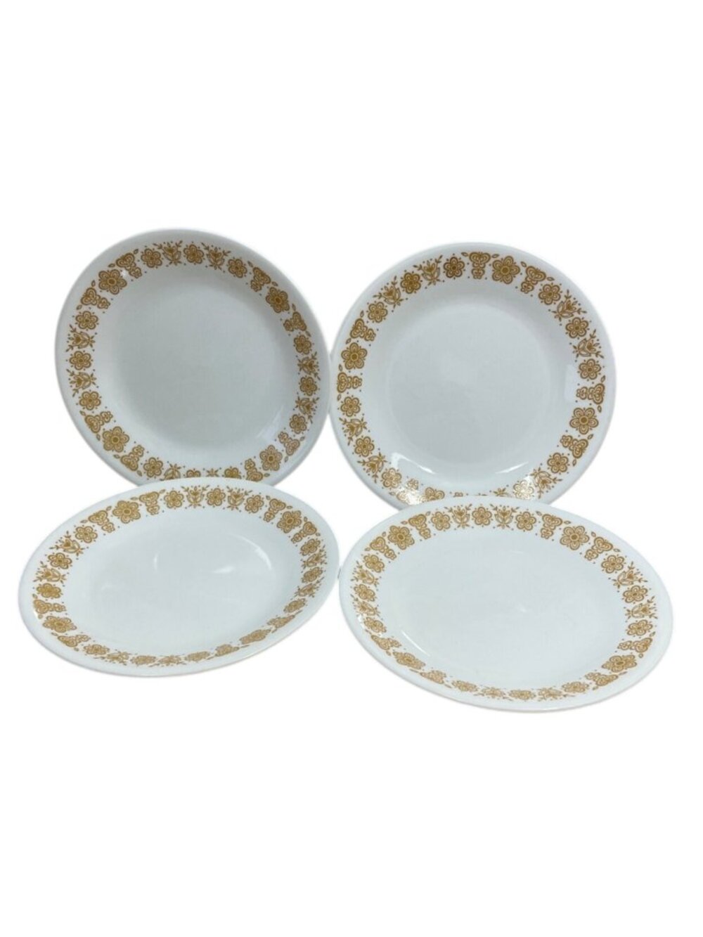 Vtg Corelle Butterfly Gold Dessert Salad Dinner Plates 7 In. Set 4 1970s Corning